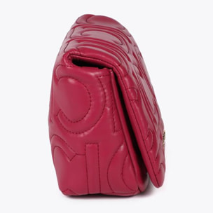 Tracolla Trapuntata con Logo in Pelle Sintetica con Tracolla Mista a Catena