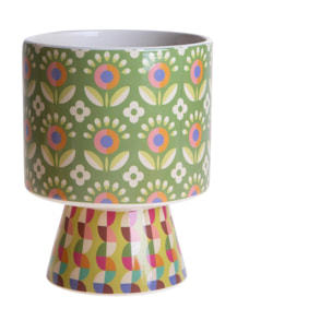 Vaso con base maiolica - 17xH21,5x17cm - Pezzi 2 - Bianchi Dino SpA