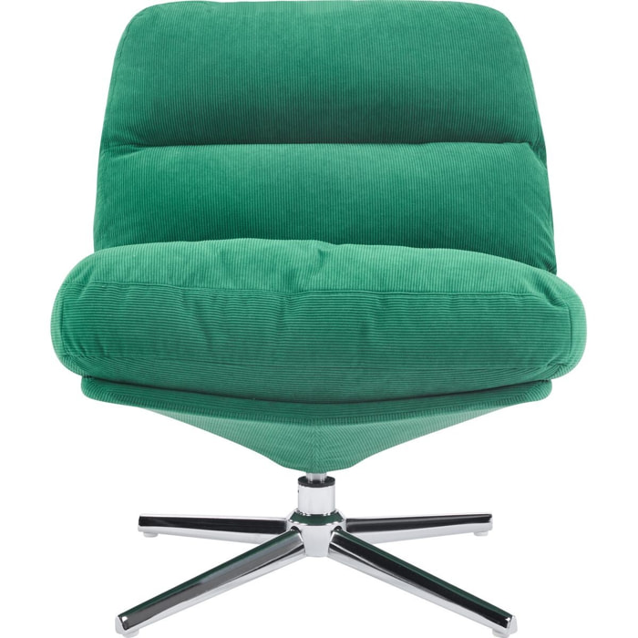 Fauteuil pivotant en velours cotelé et piètement chromé - JULIA