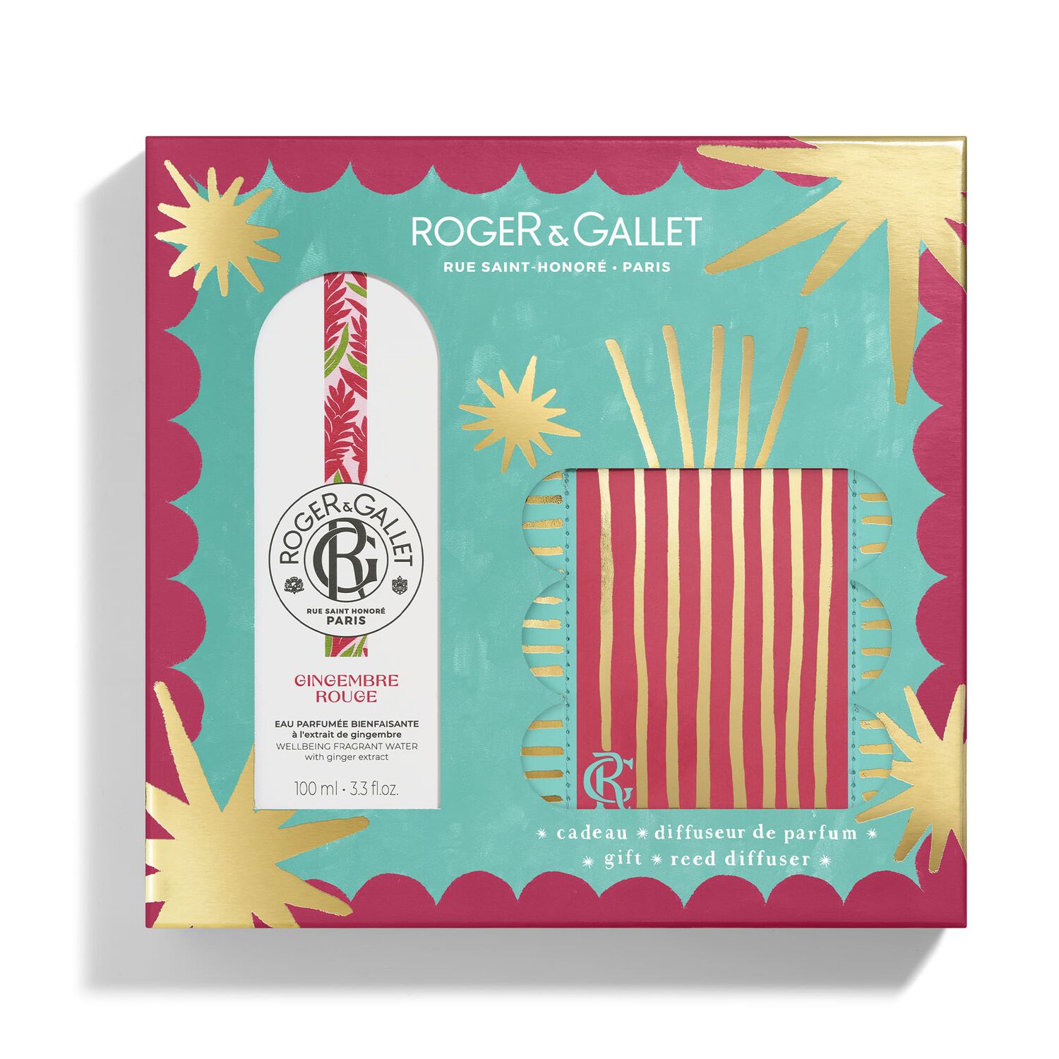 Gingembre Rouge - Coffret Eau Parfumée Bienfaisante 100ml + Diffuseur