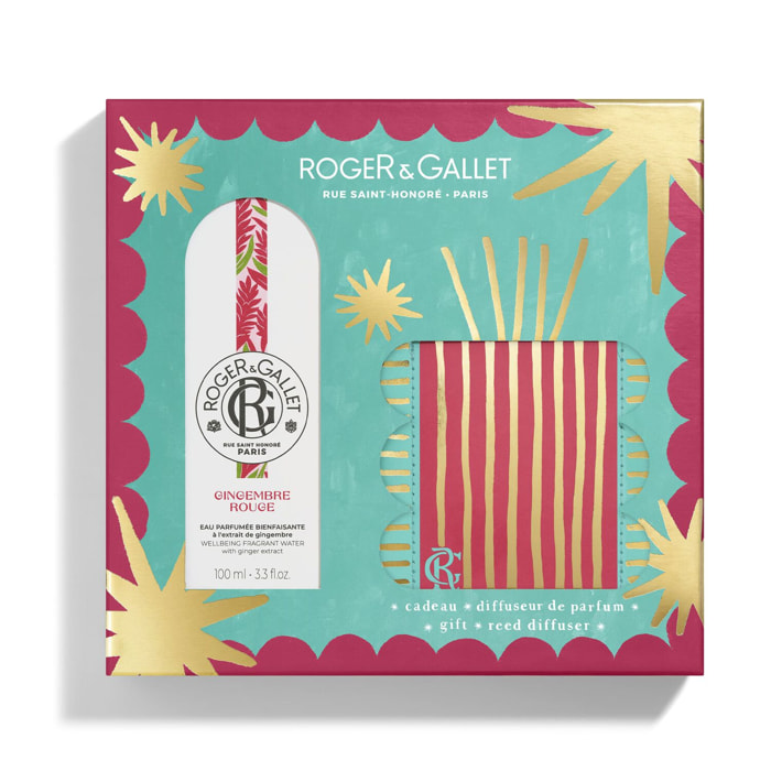 Gingembre Rouge - Coffret Eau Parfumée Bienfaisante 100ml + Diffuseur