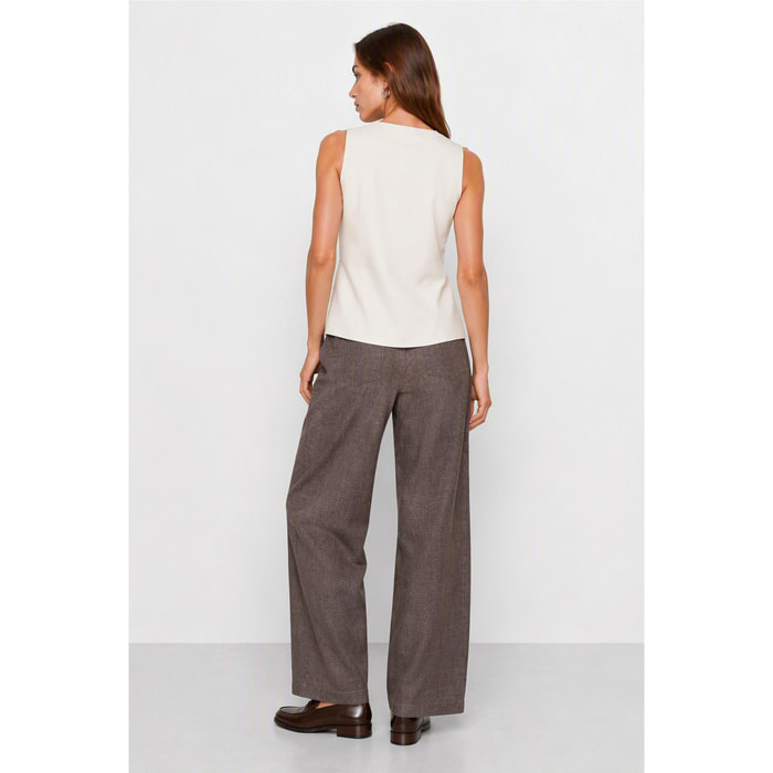 Kocca - Top smanicato con scollo a V e orlo asimmetrico Donna