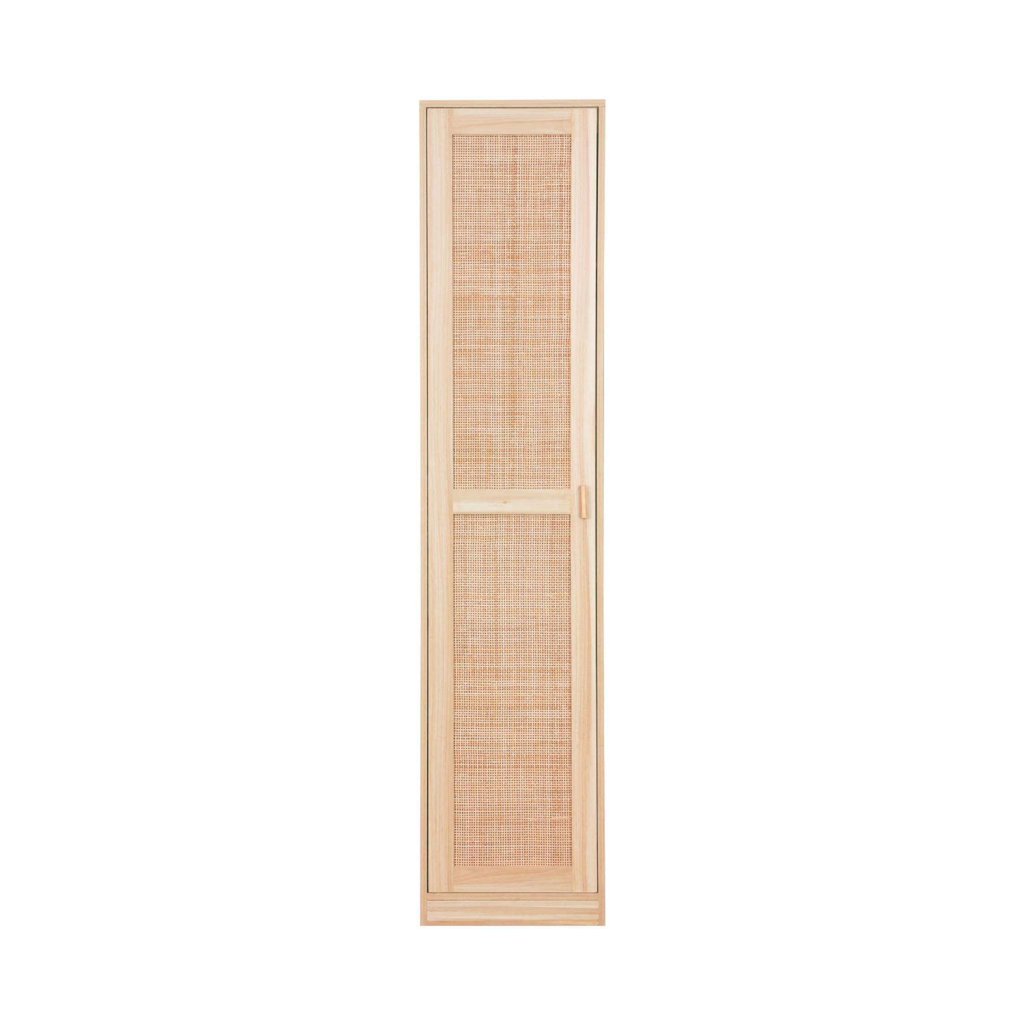 Armoire dressing cannage et effet bois. garde-robe 1 porte. 5 étagères H180cm