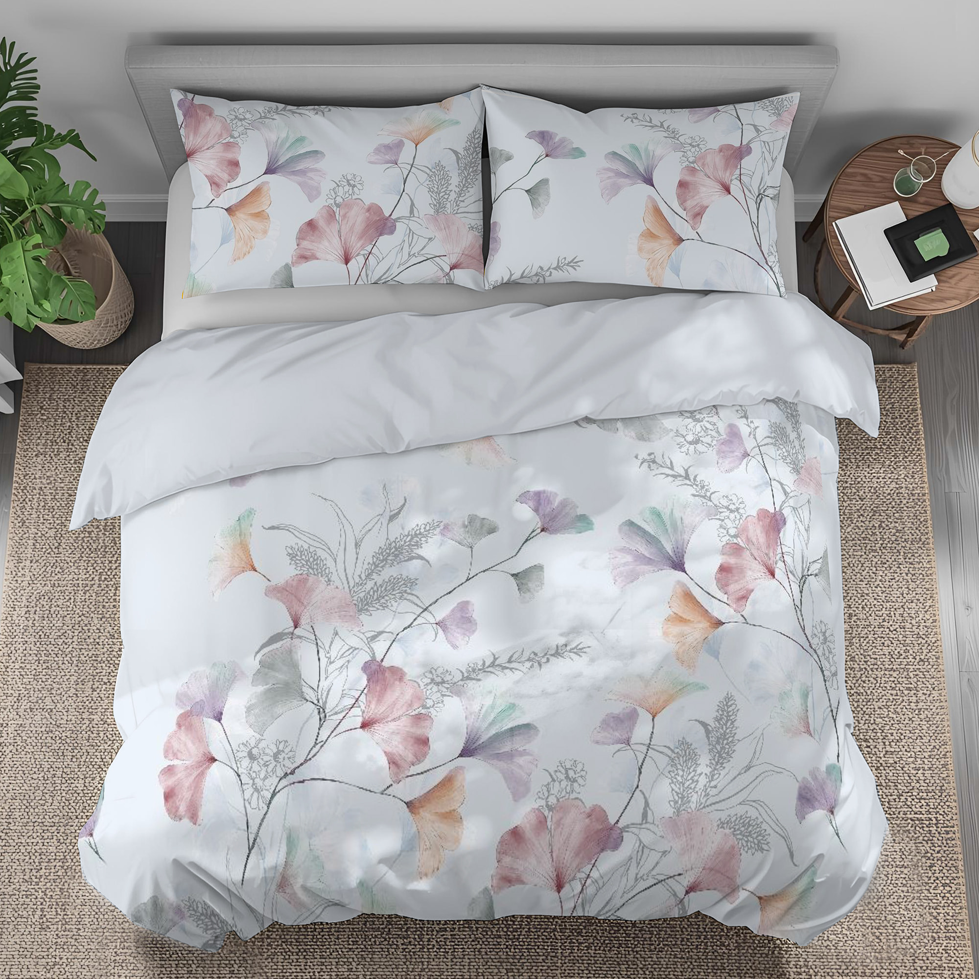 Parure copripiumino matrimoniale stampa in digitale ginko