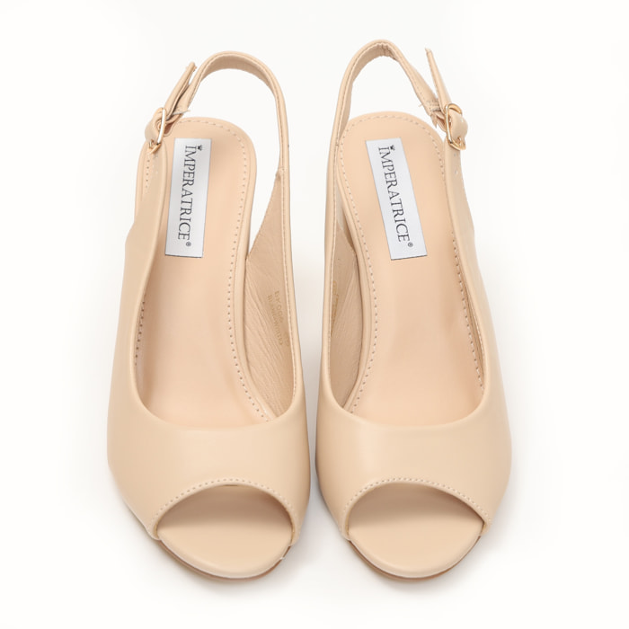 Sandali in simil pelle con tacco comodo quadrato