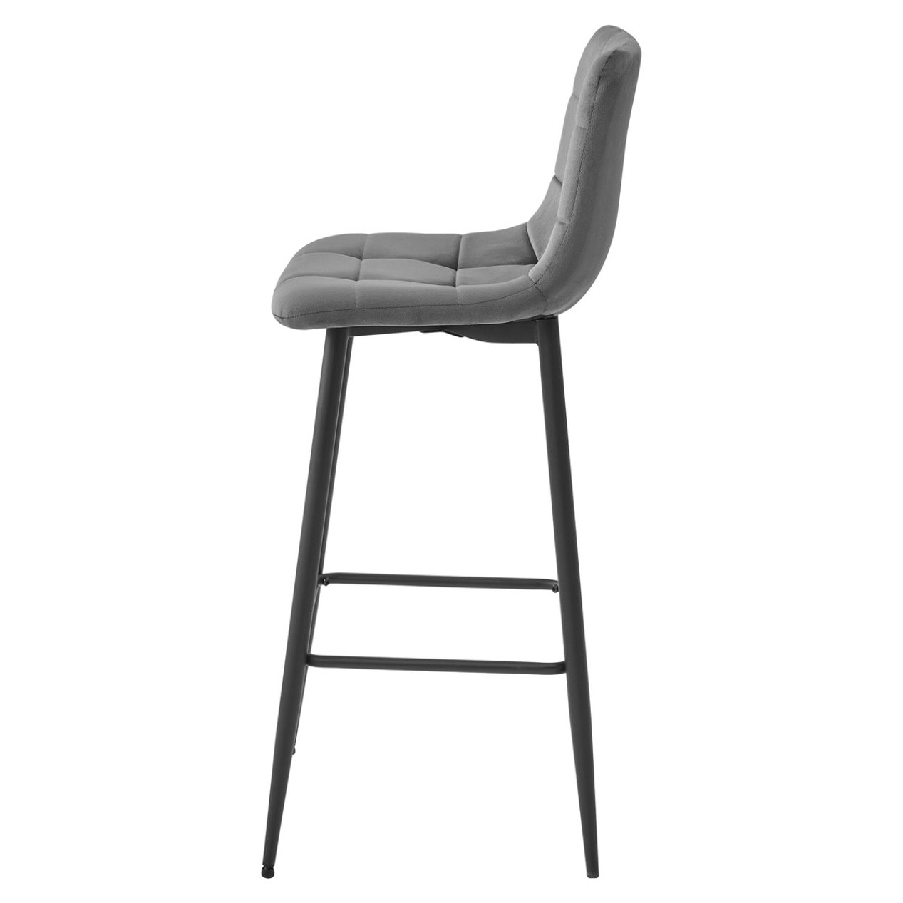 Sgabello bar Arceto in velluto grigio scuro con gambe nere