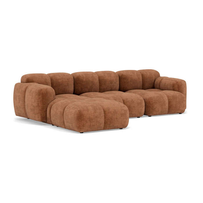 Grace - canapé modulable d'angle réversible 4 places en velours texturé - Rouille