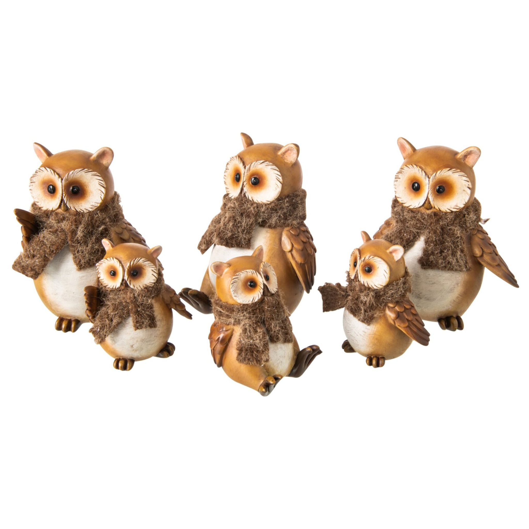 J-Line Hibou foulard - polyrésine - beige/marron - large - assortiment de 3