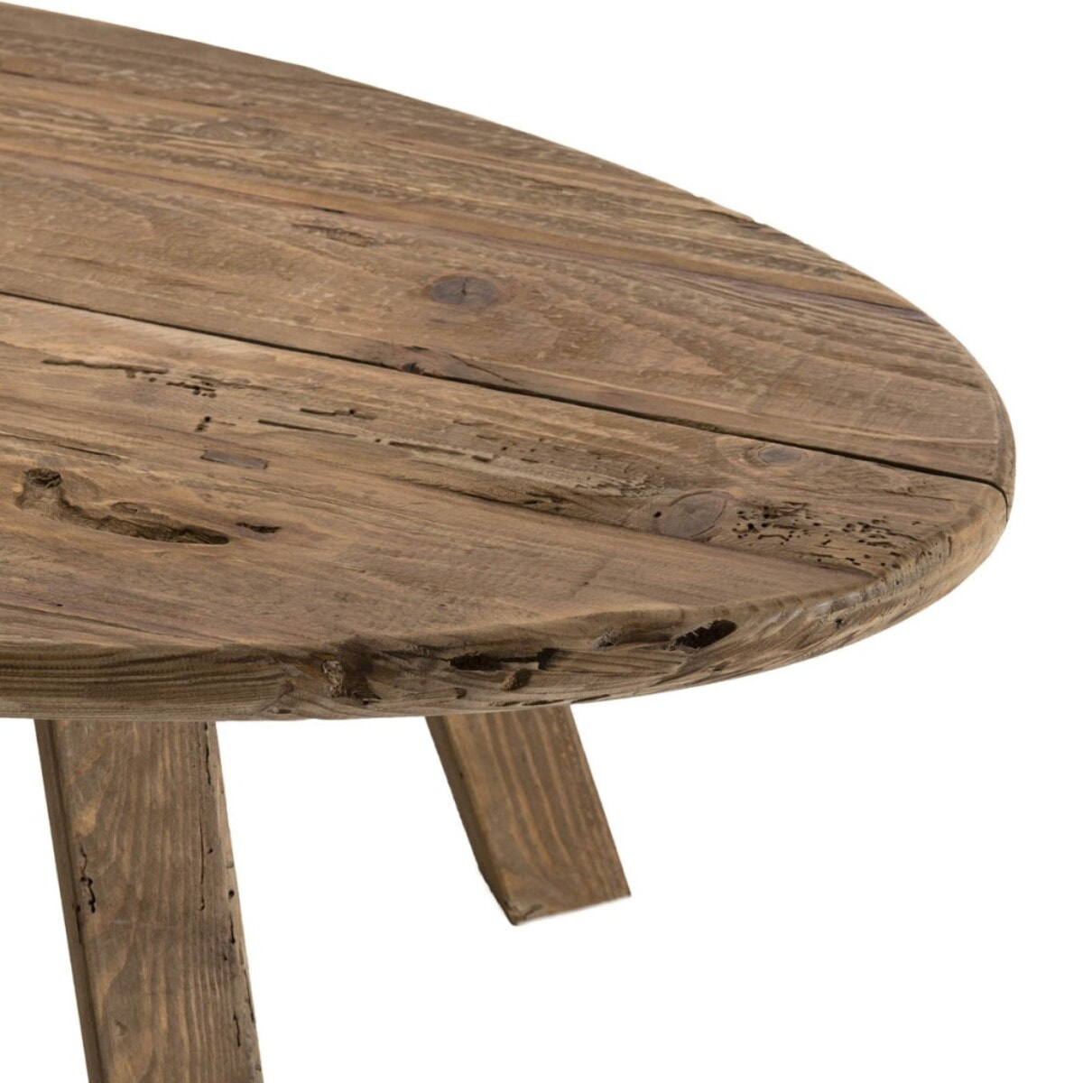 SANDY - Table basse ovale marron bois Pin recyclé