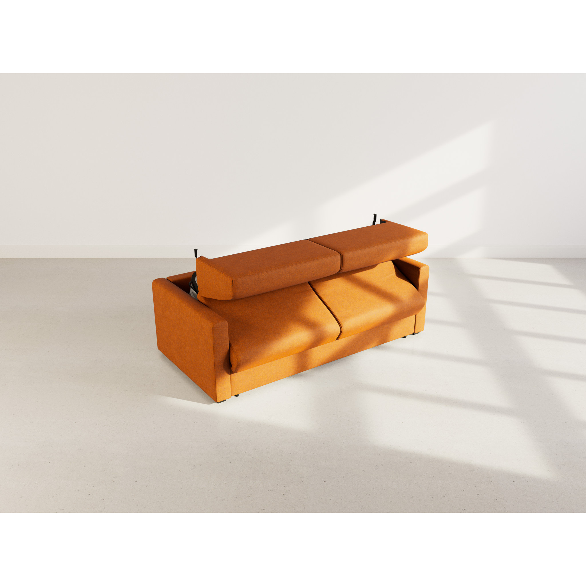 Julia - canapé lit 3 places convertible express couchage quotidien 140 cm matelas 14 cm en tissu - Rouille