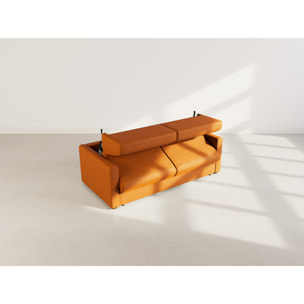 Julia - canapé lit 3 places convertible express couchage quotidien 140 cm matelas 14 cm en tissu - Rouille