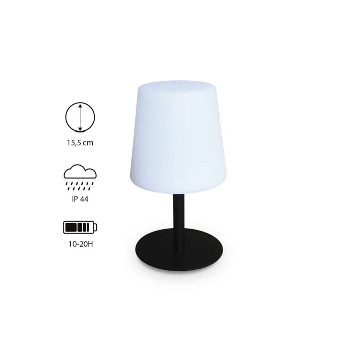 Lot de 2 lampes LED à poser de 28cm noire - Lampes de table décorative lumineuse. Ø 16cm