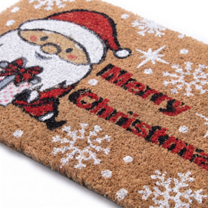 Zerbino natalizio Babbo Natale Merry Christmas in cocco e PVC - Multicolore