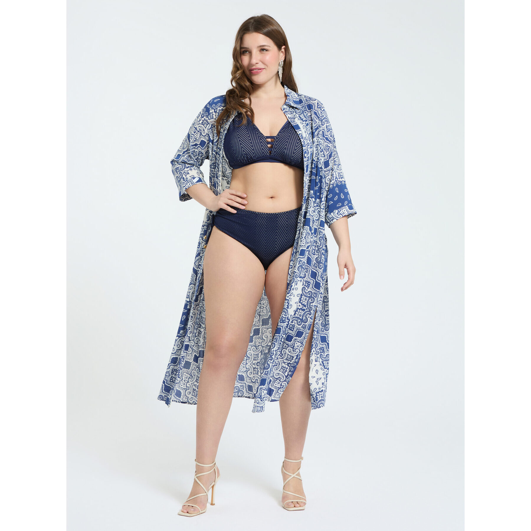 Fiorella Rubino - Vestido camisero estampado bandana - Azul