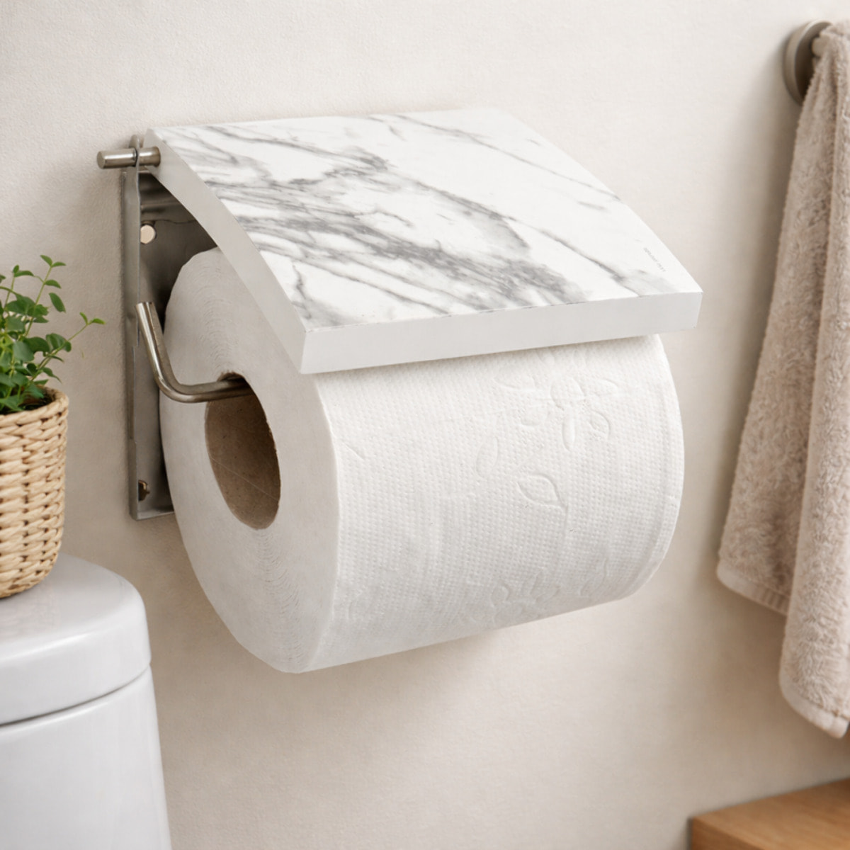 Porte Rouleau Papier Wc Mural Mdf Inox TOSCANA Marbre MSV