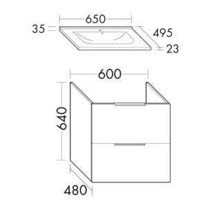 Meuble vasque 60 cm BURGBAD Olena chêne clair + miroir