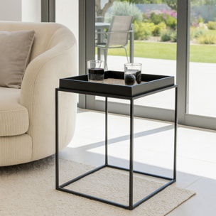 Meuble d'appoint en noix de coco et pieds en métal noir LAMAI