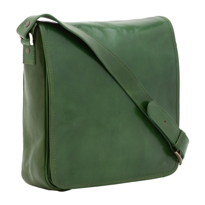Borsa a tracolla da uomo in vera pelle - Modello False - Made in Italy - 29.0 x 28.0 x 9.0 cm