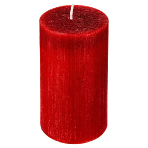 Bougie cylindre pailletée 7x12cm rouge