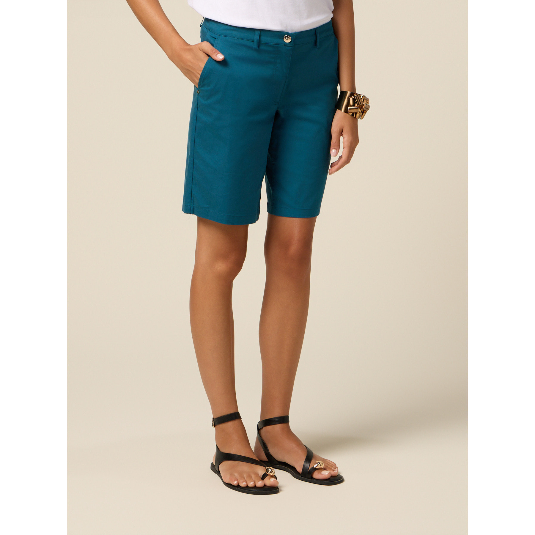 Oltre - Bermudas de mezcla de algodón - Petrol Blue