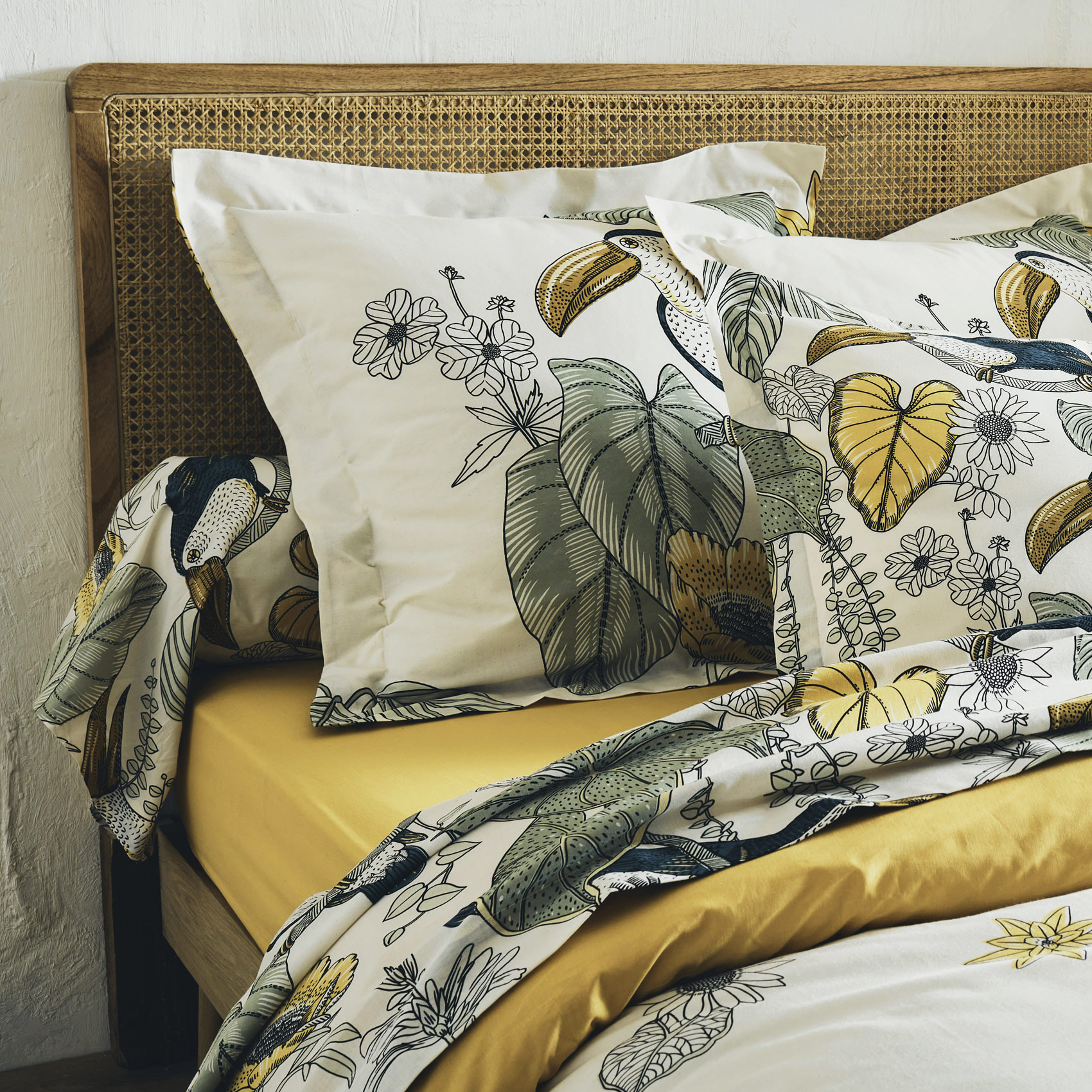 Ensemble draps et taie Toco - Kaki