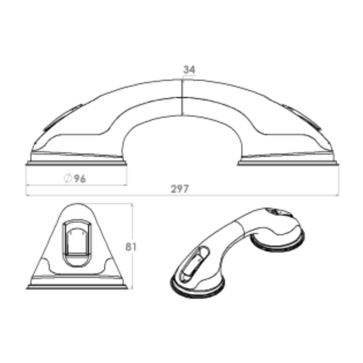 Barre à ventouse de maintien PMR PELLET 30 cm