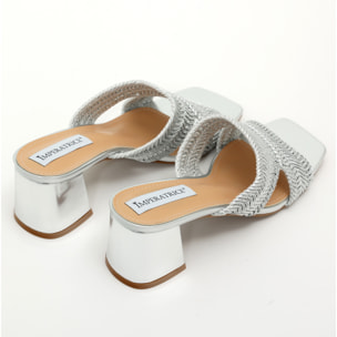 Sandali in simil pelle con tacco comodo quadrato