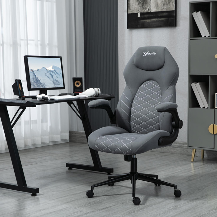 Fauteuil de bureau chaise de bureau ergonomique hauteur réglable pivotant 360° accoudoirs relevables tissu anthracite