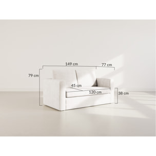 Marilia - Canapé 2 places convertible déplimousse en velours texturé - Jaune