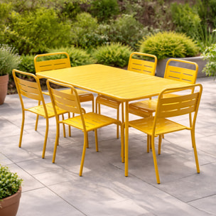 Ensemble table de jardin 160 cm et 6 chaises jaune EVORA