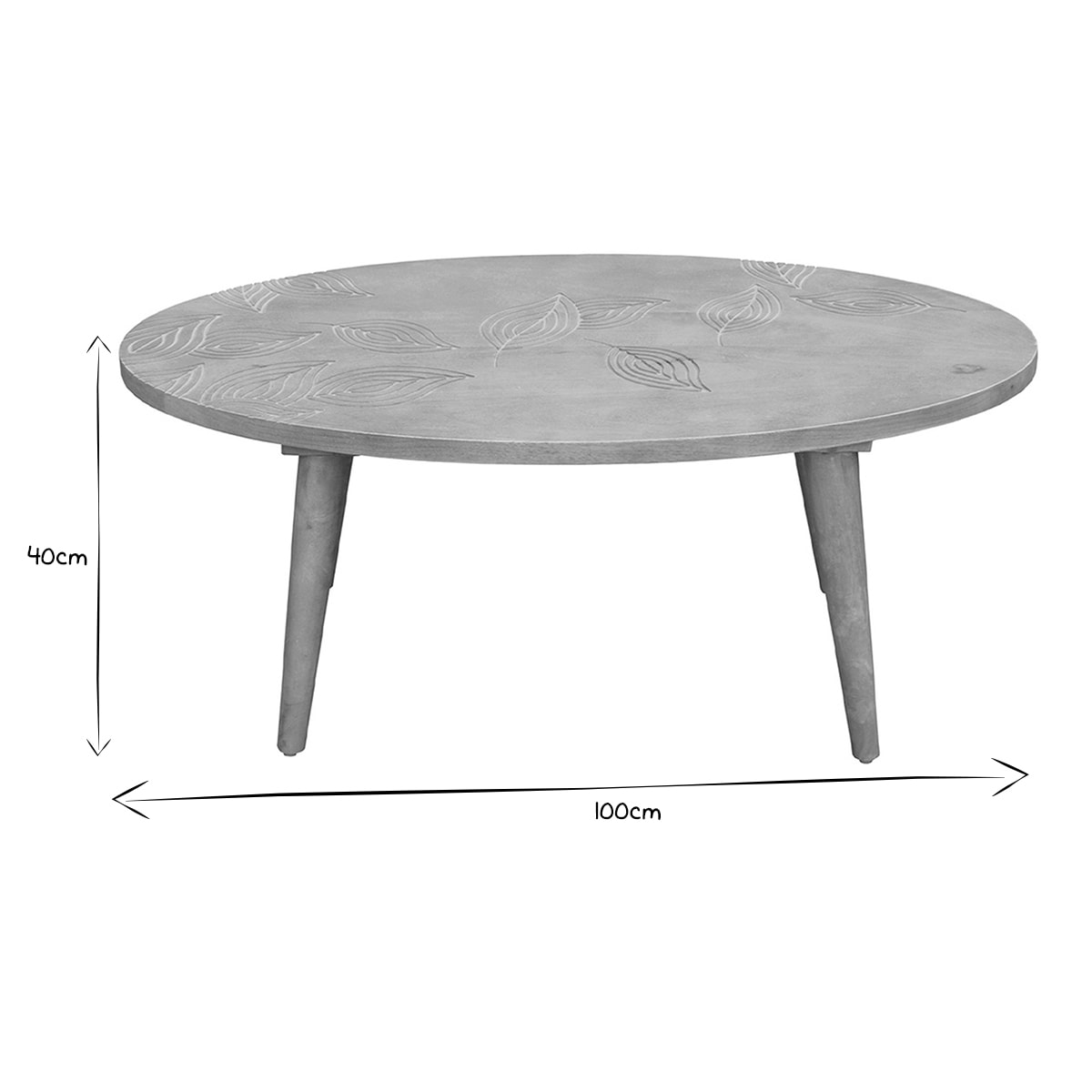 Table basse ovale ethnique bois manguier massif gravé L100 cm KAFFIR