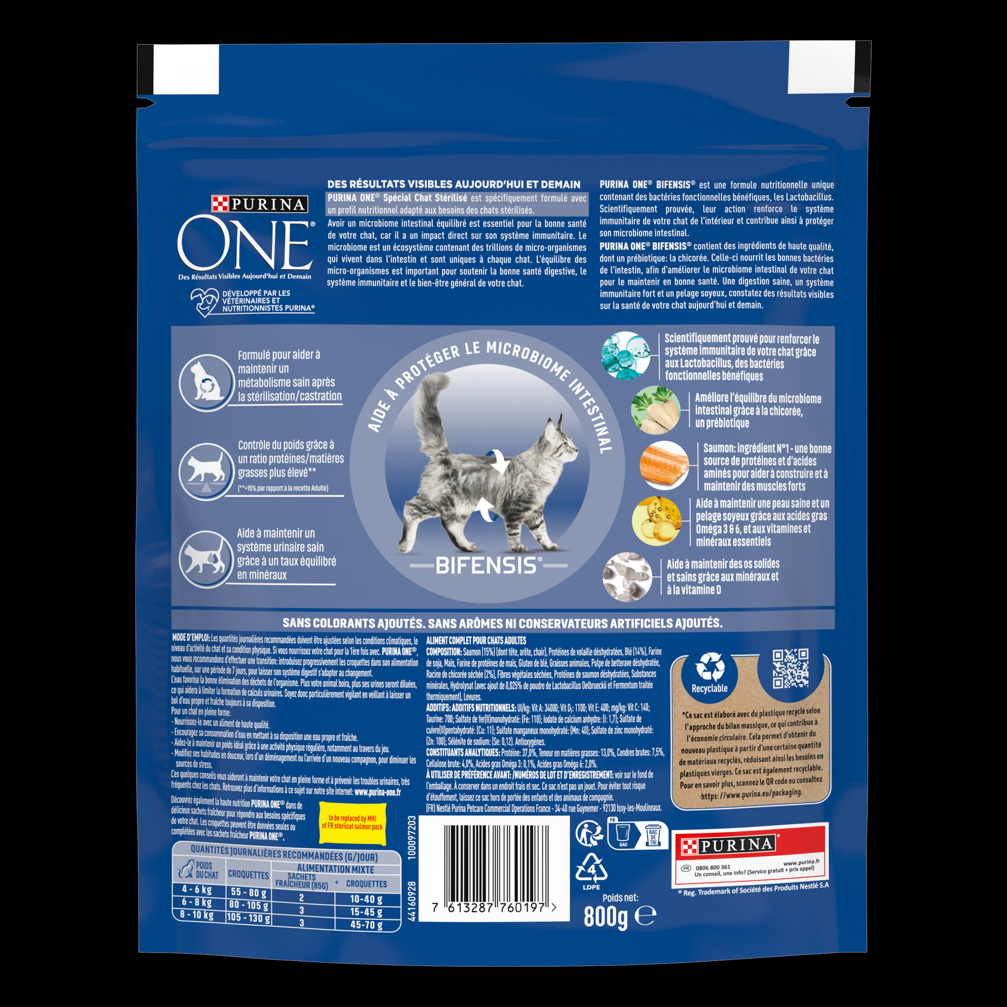 PURINA ONE CHAT Stérilisé Saumon 800g - Lot de 4