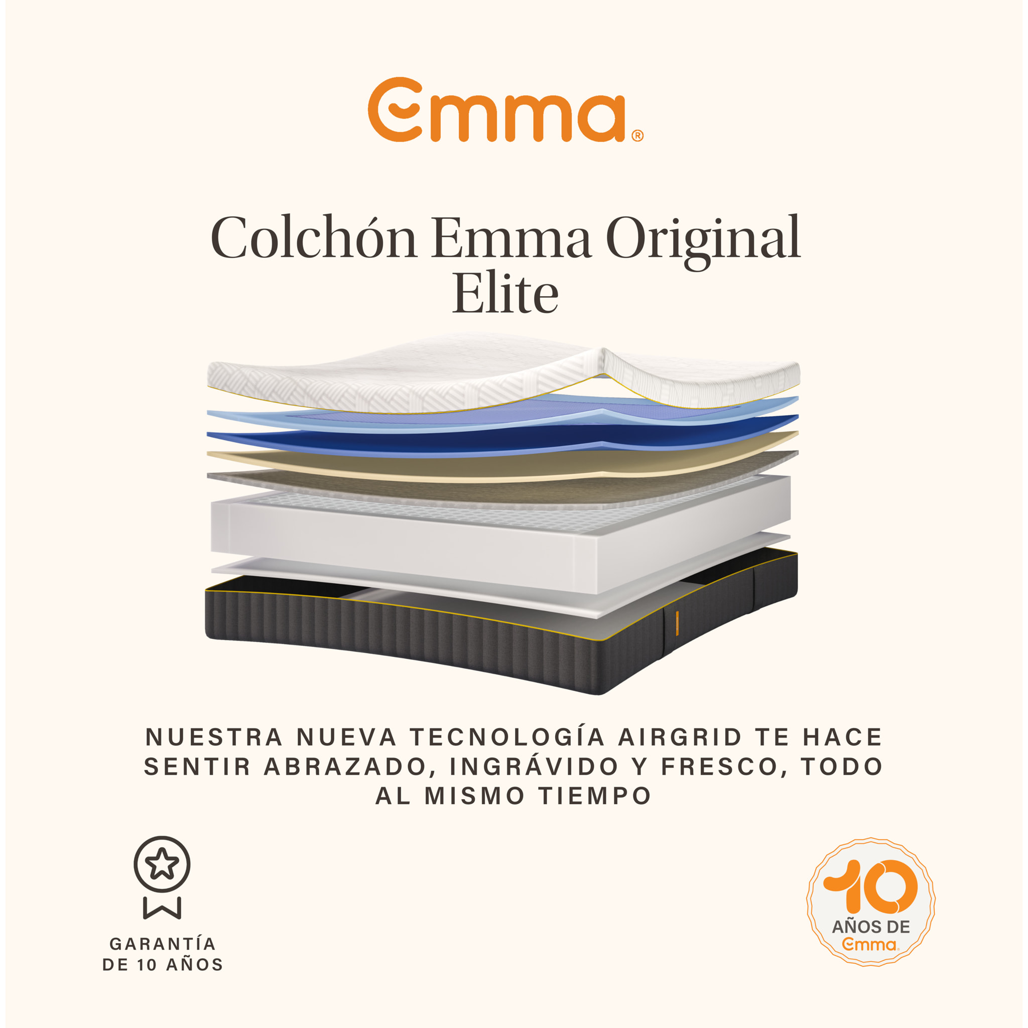 Colchón Original Elite | Muelles, espuma y tecnología de gel Emma AirGrid® | 27cm