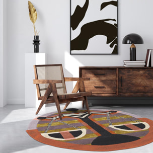 Tapis salon et chambre fait à la main en laine motif fresque LUNICIA