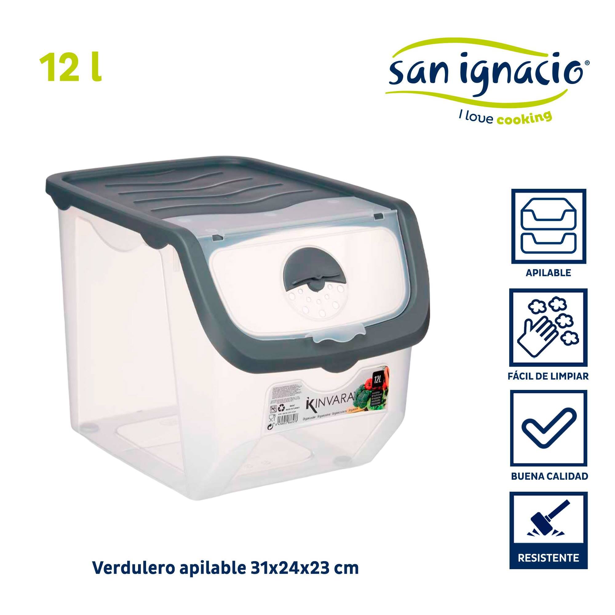 Verdulero apilable 12l c tapa antracita colección kinvara