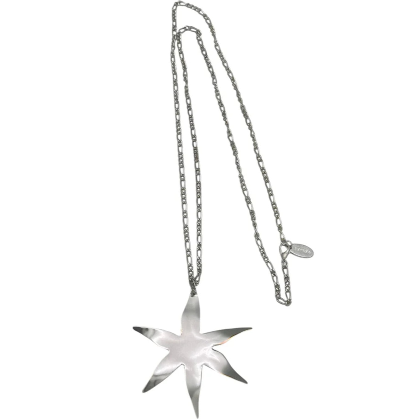 Collar largo en cadena con colgante de estrella XXL laton plata 10µ