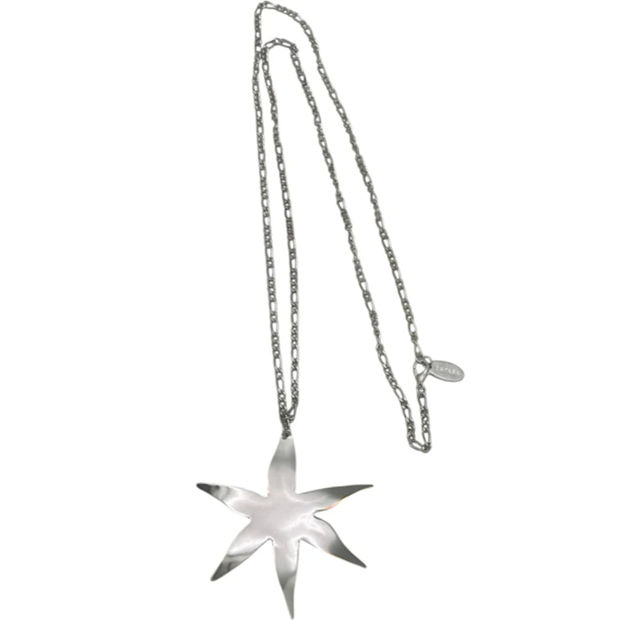 Collar largo en cadena con colgante de estrella XXL laton plata 10µ
