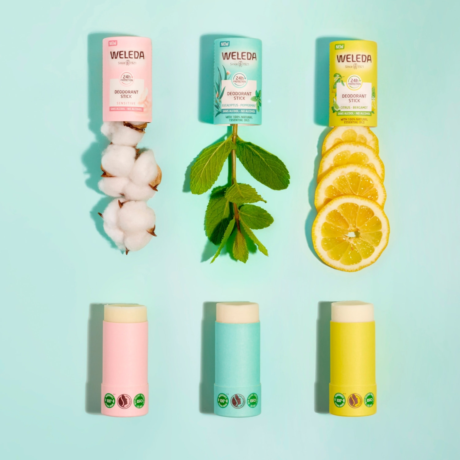 WELEDA - Duo Deodorant stick Eucalyptus Peppermint - Efficacité 24H - Vegan* - Certifié Natrue** - Stick 2x50 g