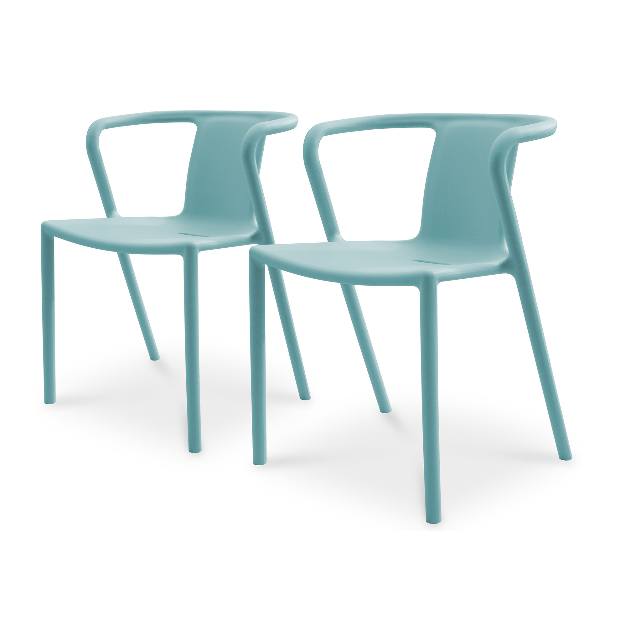 DIEGO - Lot de 2 fauteuils de jardin empilables en Polypropylène bleu azur