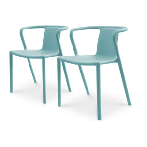 DIEGO - Lot de 2 fauteuils de jardin empilables en Polypropylène bleu azur