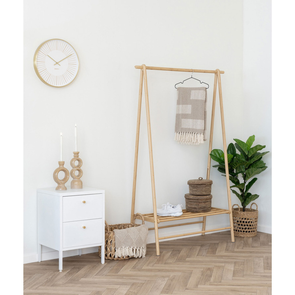 Comodino Dalby a 2 cassetti in acciaio bianco 40×40×60 cm