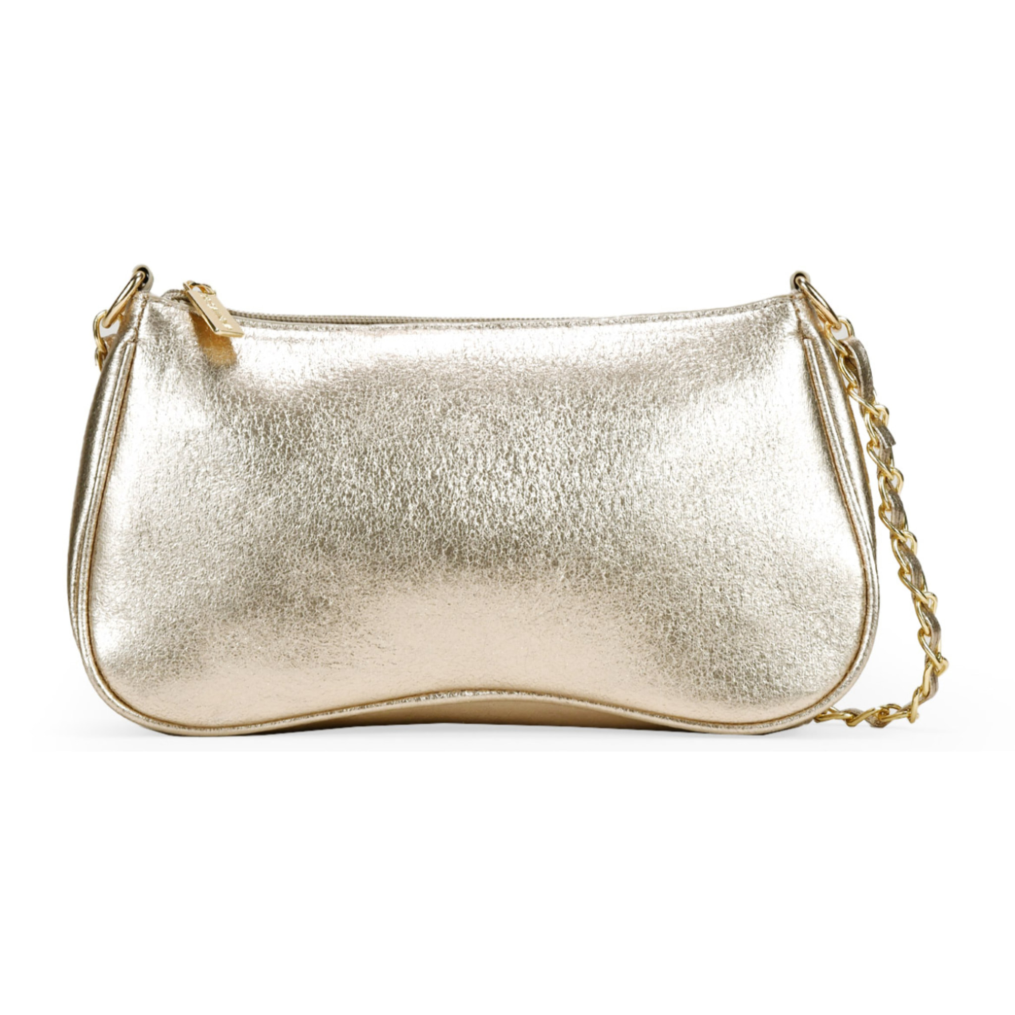 Bolso de hombro dorado con cadena