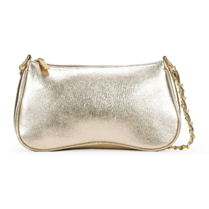 Bolso de hombro dorado con cadena