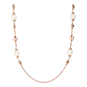Collana Lunga con Bead Lucide e Perle Bianche d'Acqua Dolce Ø 11/12 mm