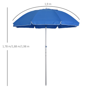 Parasol inclinable octogonal Ø 190 cm sac de transport alu polyester