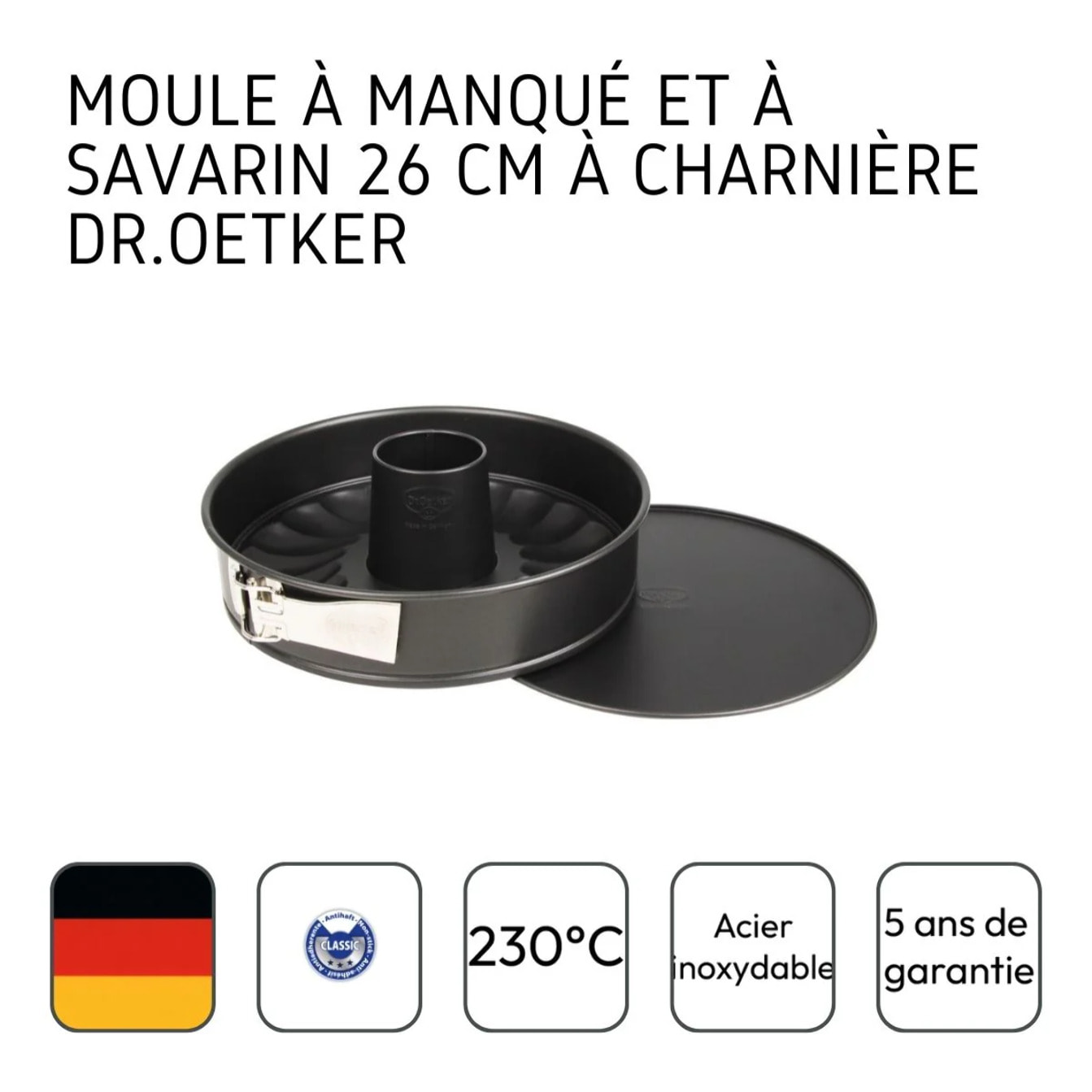 Moule à manqué et à savarin double fond 26 cm Dr.Oetker Tradition