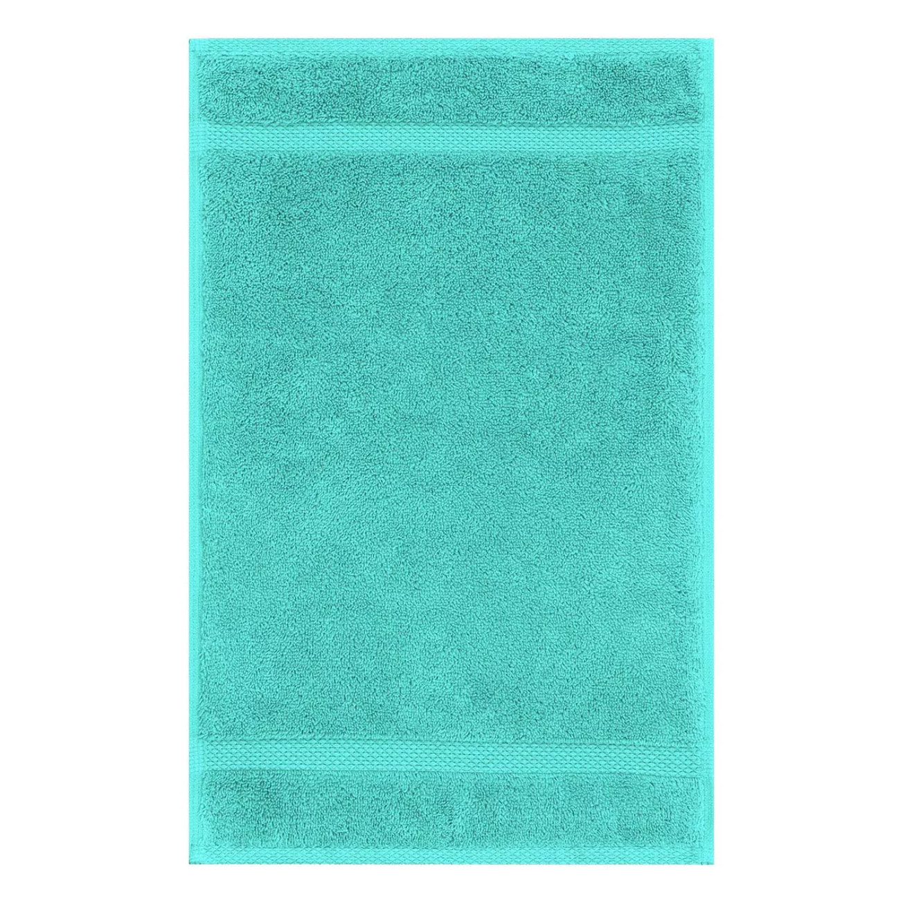 Serviette invites pur coton 550 g/m² uni bleu Elea curacao