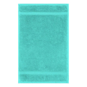 Serviette invites pur coton 550 g/m² uni bleu Elea curacao
