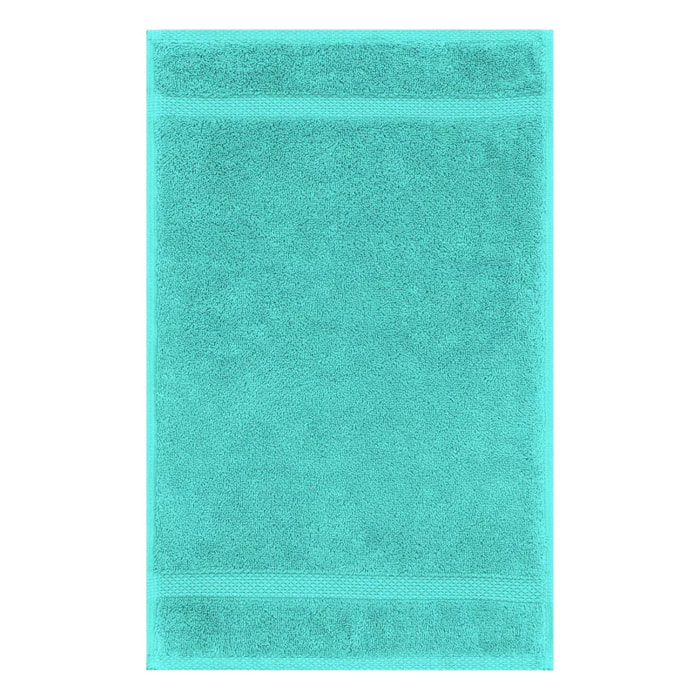 Serviette invites pur coton 550 g/m² uni bleu Elea curacao
