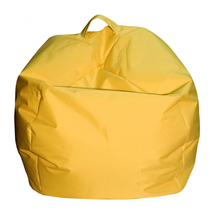 Pouf Ascia, Poltrona multiuso, Poltroncina sacco, Pouf poggiapiedi, Made in Italy, 65x65 h50 cm, Giallo